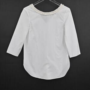 COS Womens Cotton Silk Top Size EUR‎ 36 White Ivory Ruffle Neck Detail Blouse